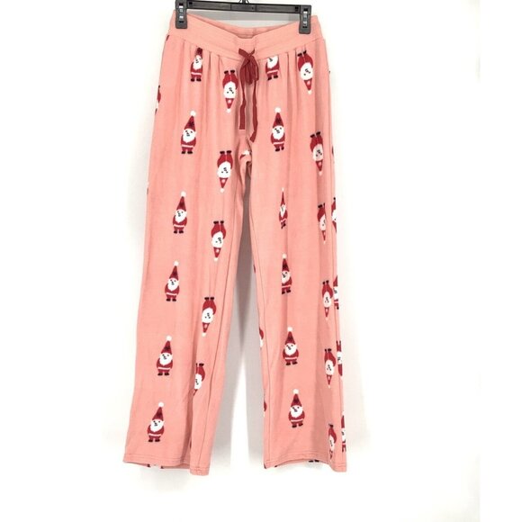 FREE PRESS Nordstrom Santa Clause Pink Fleece PJ PANTS Xmas Lounge NEW LARGE XS - Picture 2 of 8